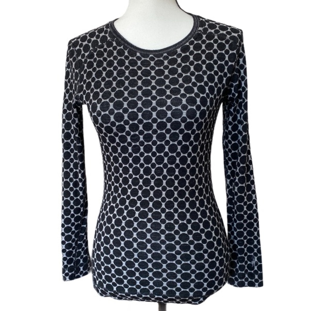 Smartwool Long Sleeve Base Layer Black White Top